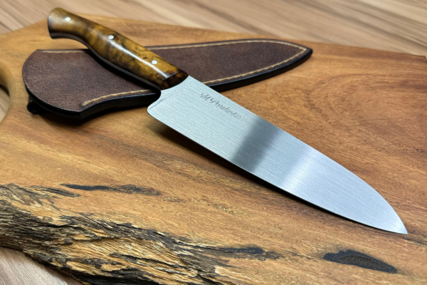 Faca -Artesana-l -Chef- Burl de -Imbuia-